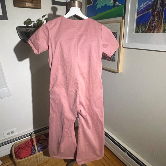 Smash + Tess Girls Pink Short-Sleeve Button-Front Cotton Jumpsuit - Picture 3 of 6